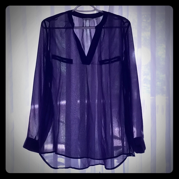 Reitmans Tops - Reitmans sheer purple blouse w/ silver buttons
